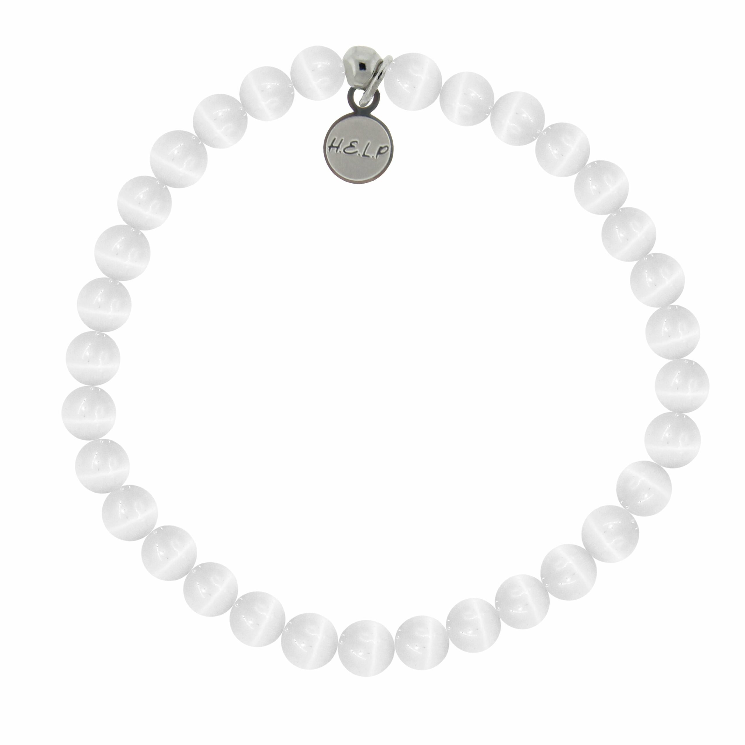 Wish Stacker Bracelet with White Cats Eye Beads