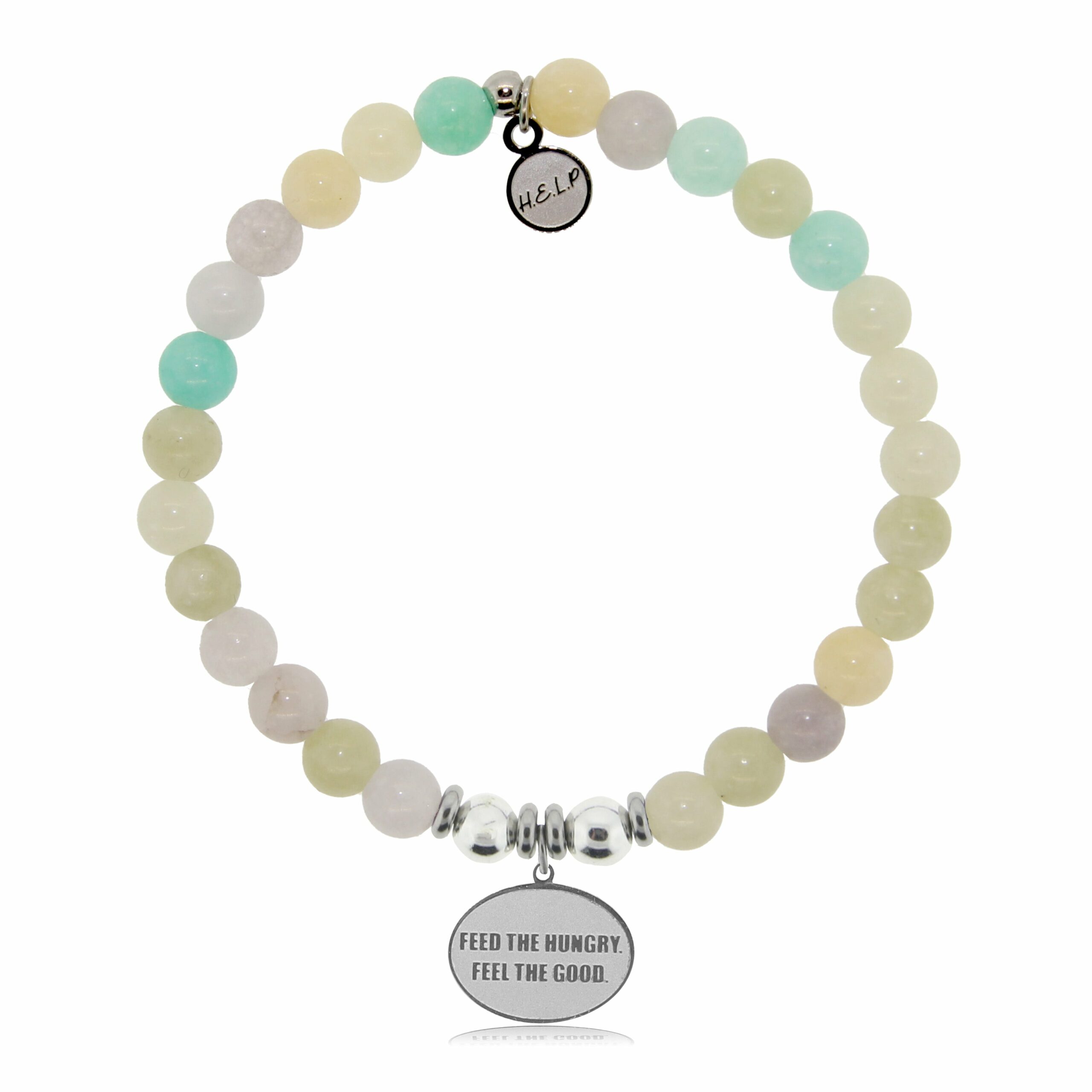 World Central Kitchen Charm with Green Yellow Jade Bracelet