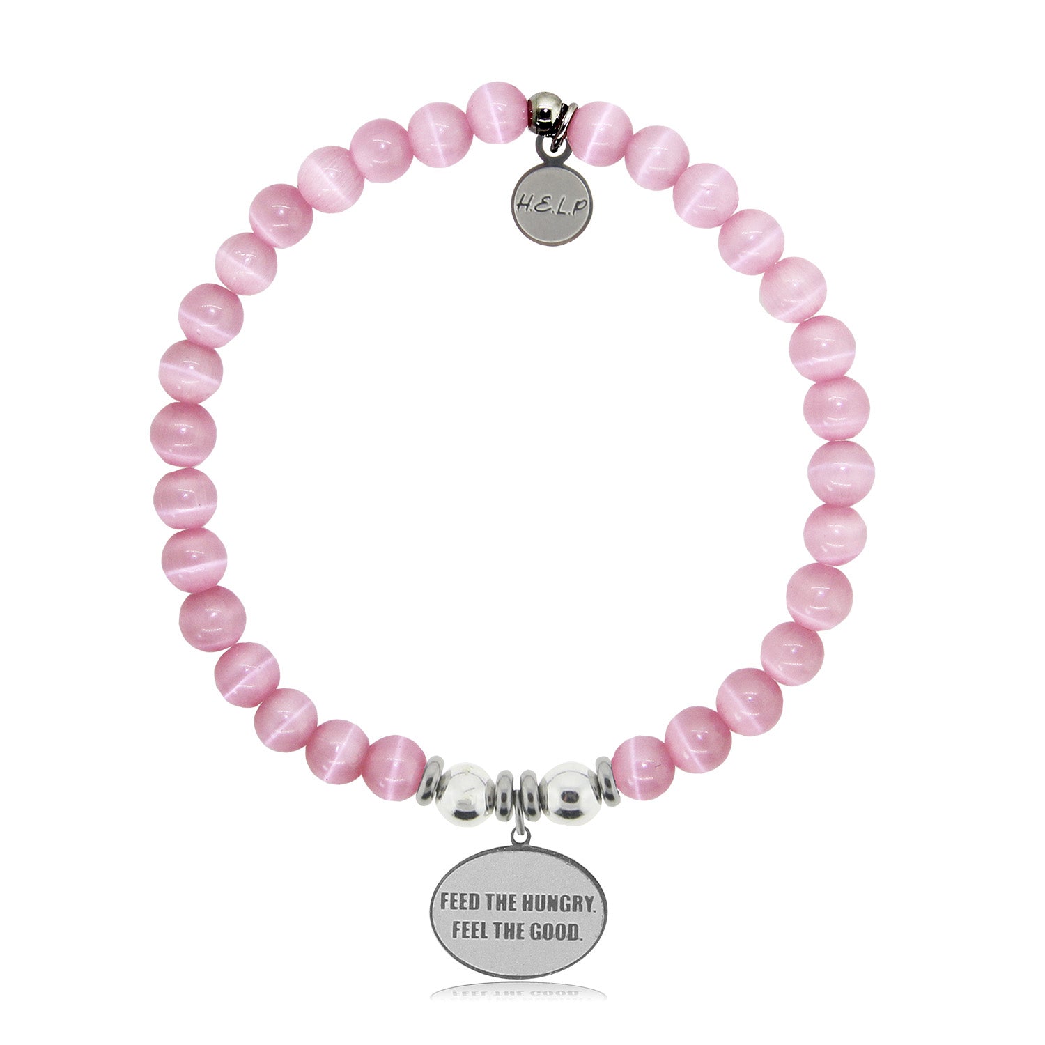 World Central Kitchen Charm with Pink Cats Eye Bracelet